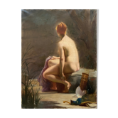 HST painting "Diana at the bath" Nude back signed early twentieth century