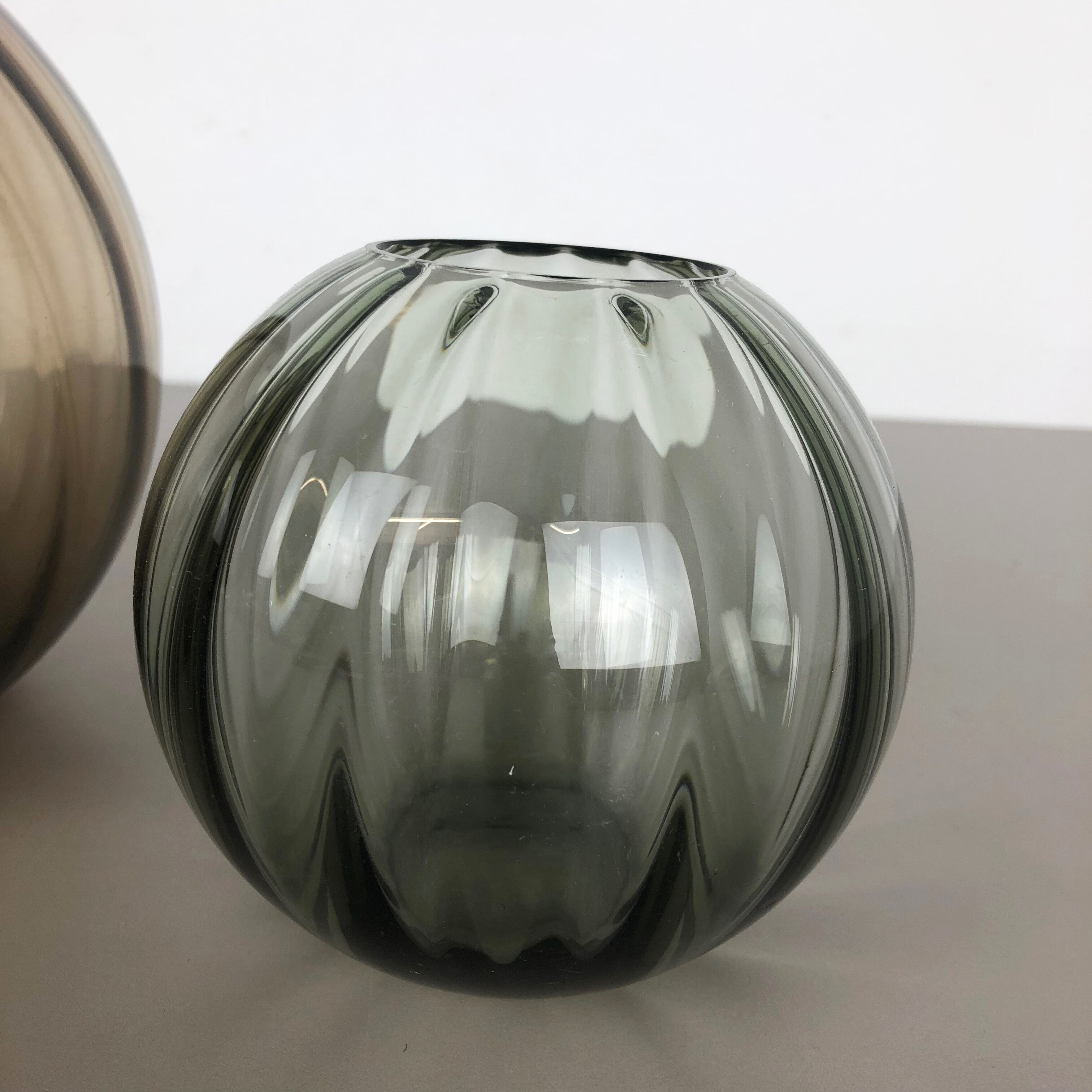 Vintage 1960s Set of 2 Ball Vases Turmaline by Wilhelm Wagenfeld for WMF Germany
