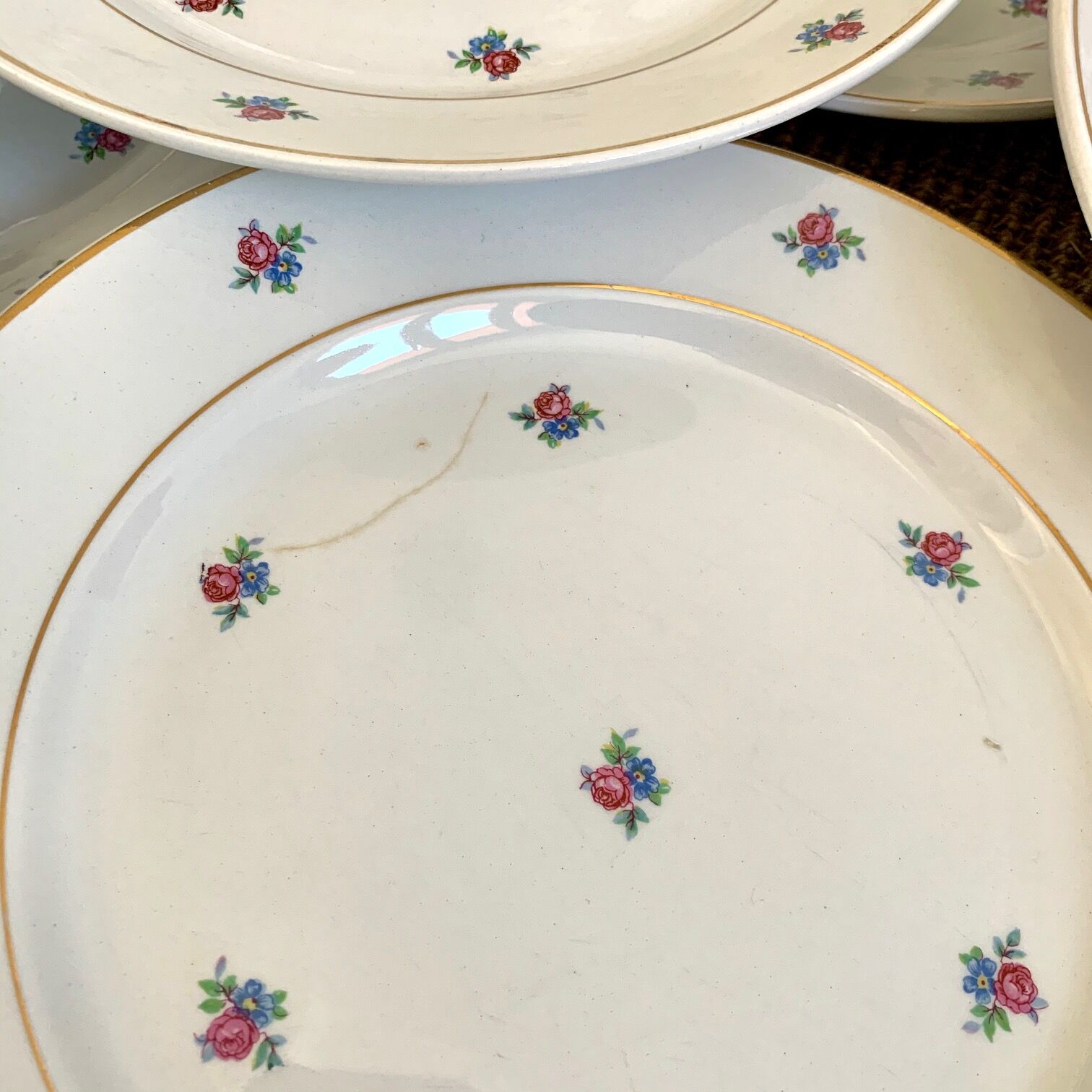 Service of 11 vintage plates Lunéville model Floréal