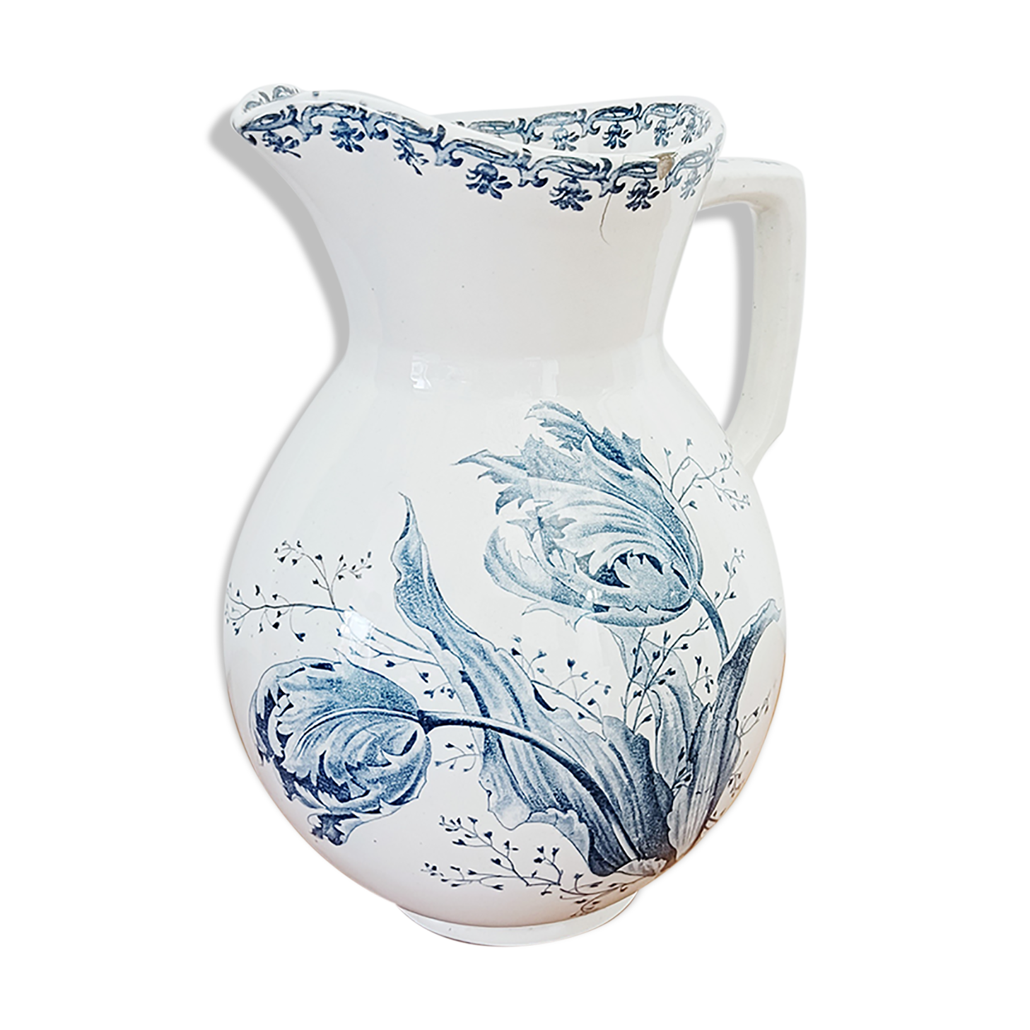Broc de toilette / vase Sarreguemines tulips