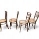 Quatre chaises bistrot bois et cannage XXème