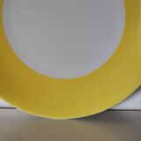 plat de service rond jaune et blanc porcelaine de limoges