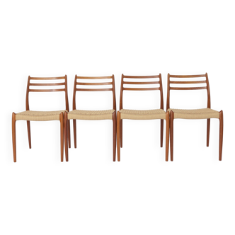 4 chaises Niels Moller #78 Teck Danois Années 1960 Vintage