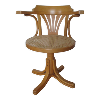 Swivel armchair canned beech solid vintage design