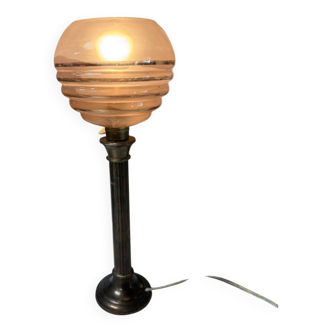 Brass and opaline bedside lamp