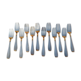 Box 12 cake forks in silver metal art deco