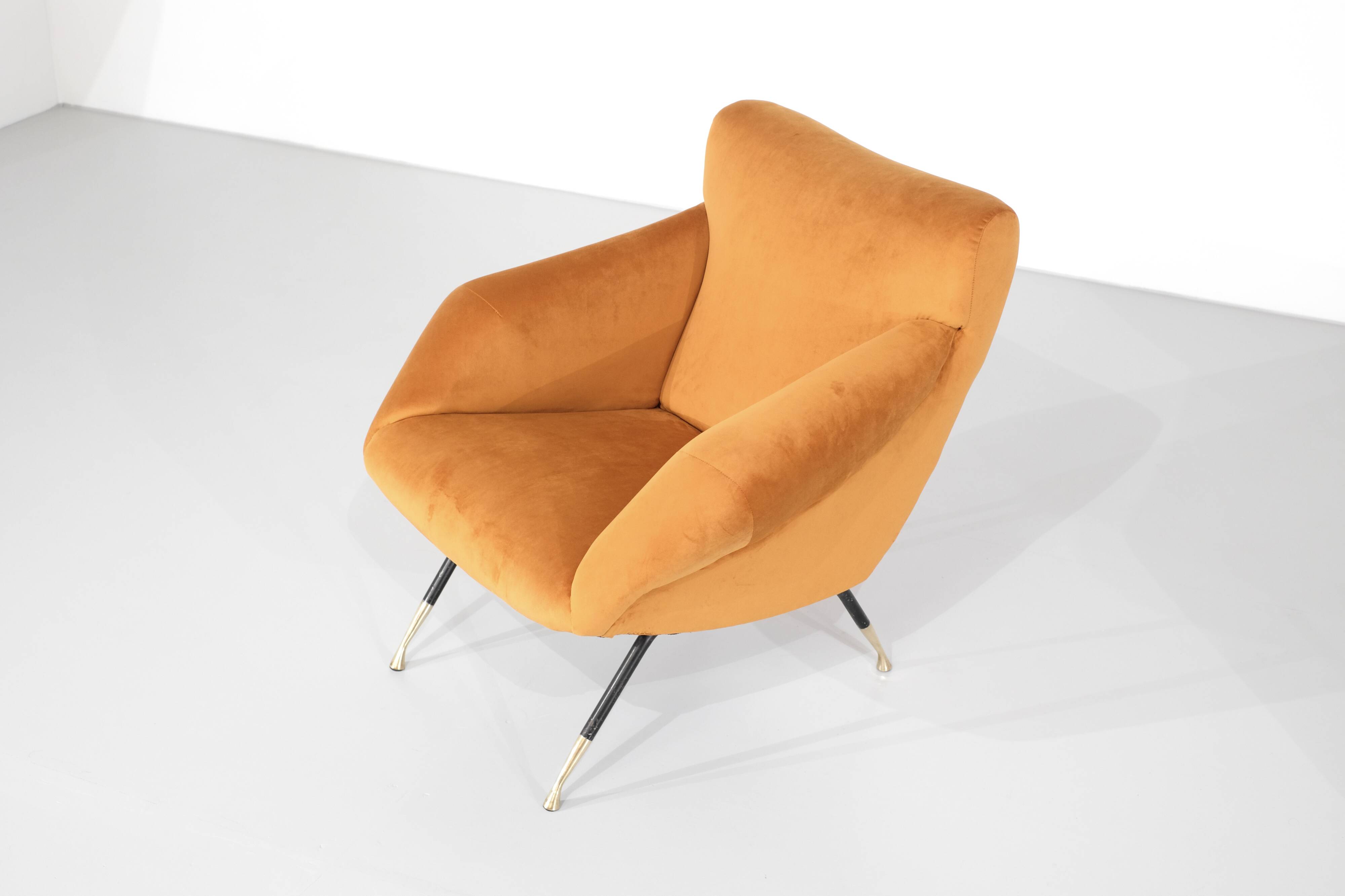 Pair of fabric armchairs, Italy, 1960s.
