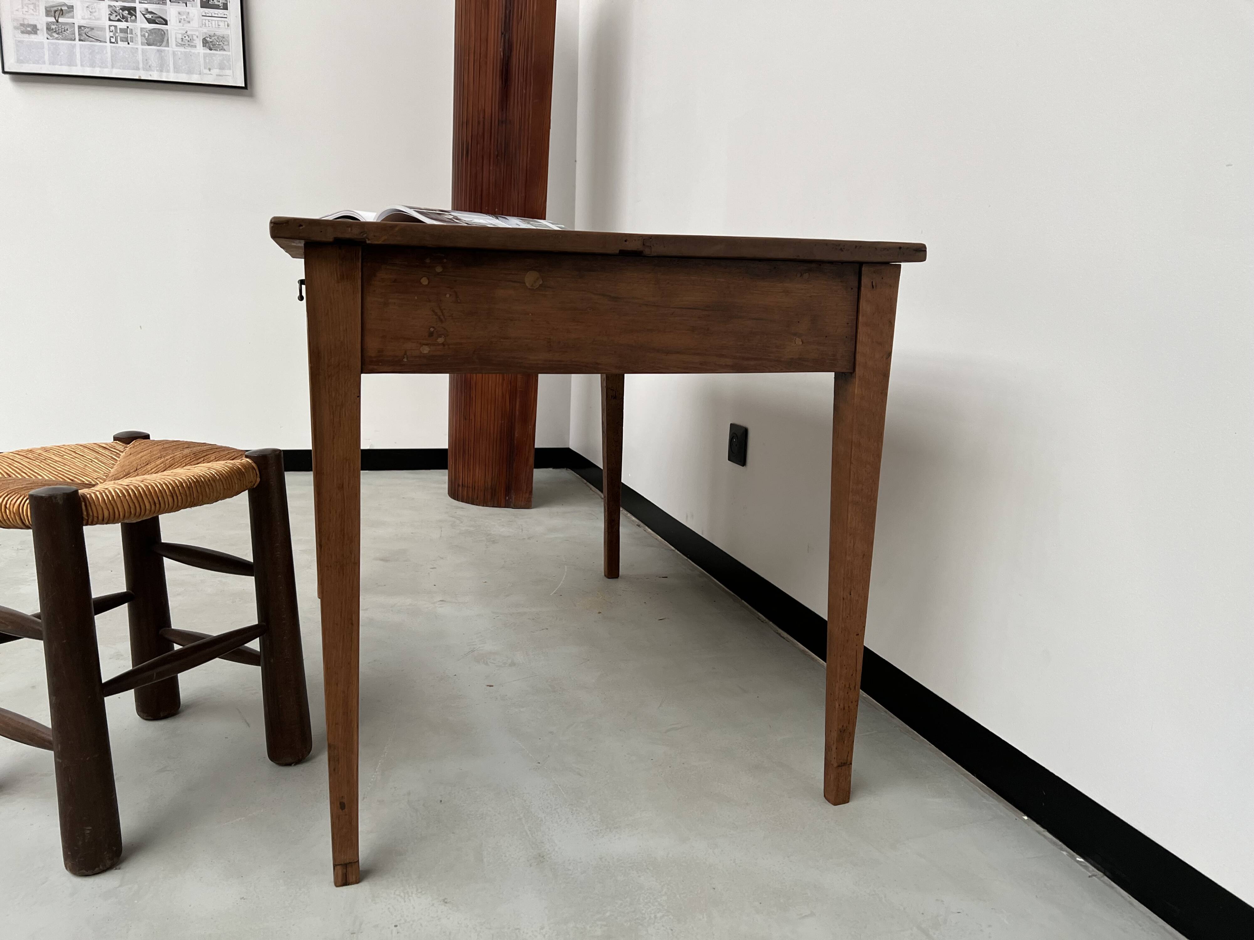 1900 solid walnut desk with two drawers