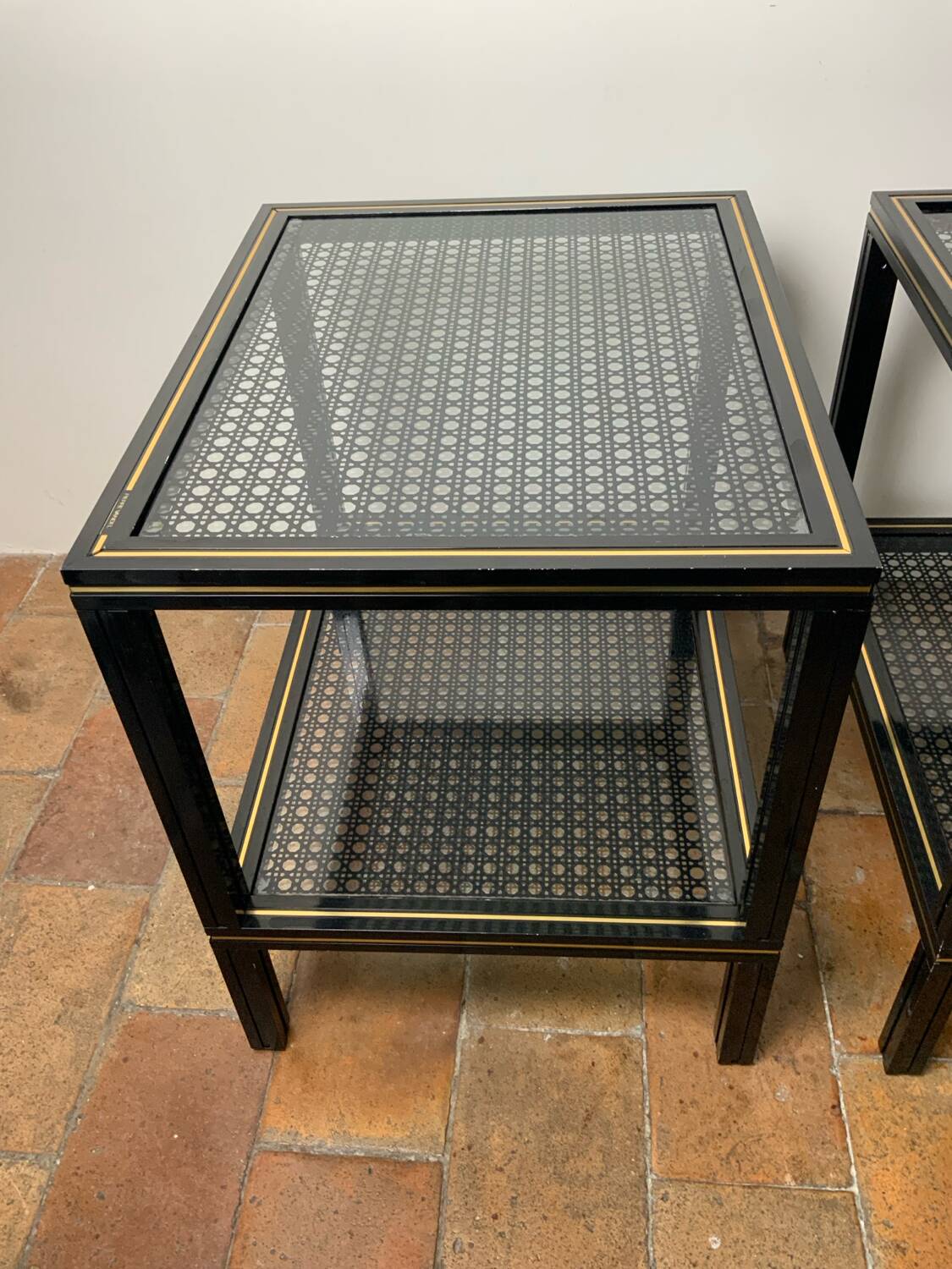 Paire de tables d’appoint vintage 70 Pierre Vandel