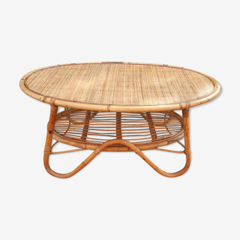 Rattan and wicker coffee table Italy 1960