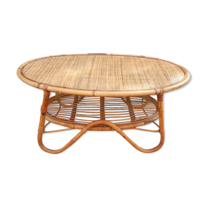 Table basse rotin et