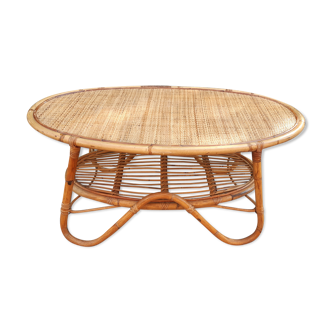 Table basse rotin et osier Italie 1960