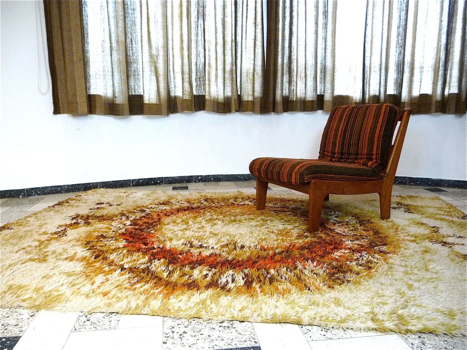 Abstract modernist OpArt wool rug from Ege Rya, Denmark 1960s