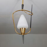 Black and gold chrome pin hanging lamp, 1950