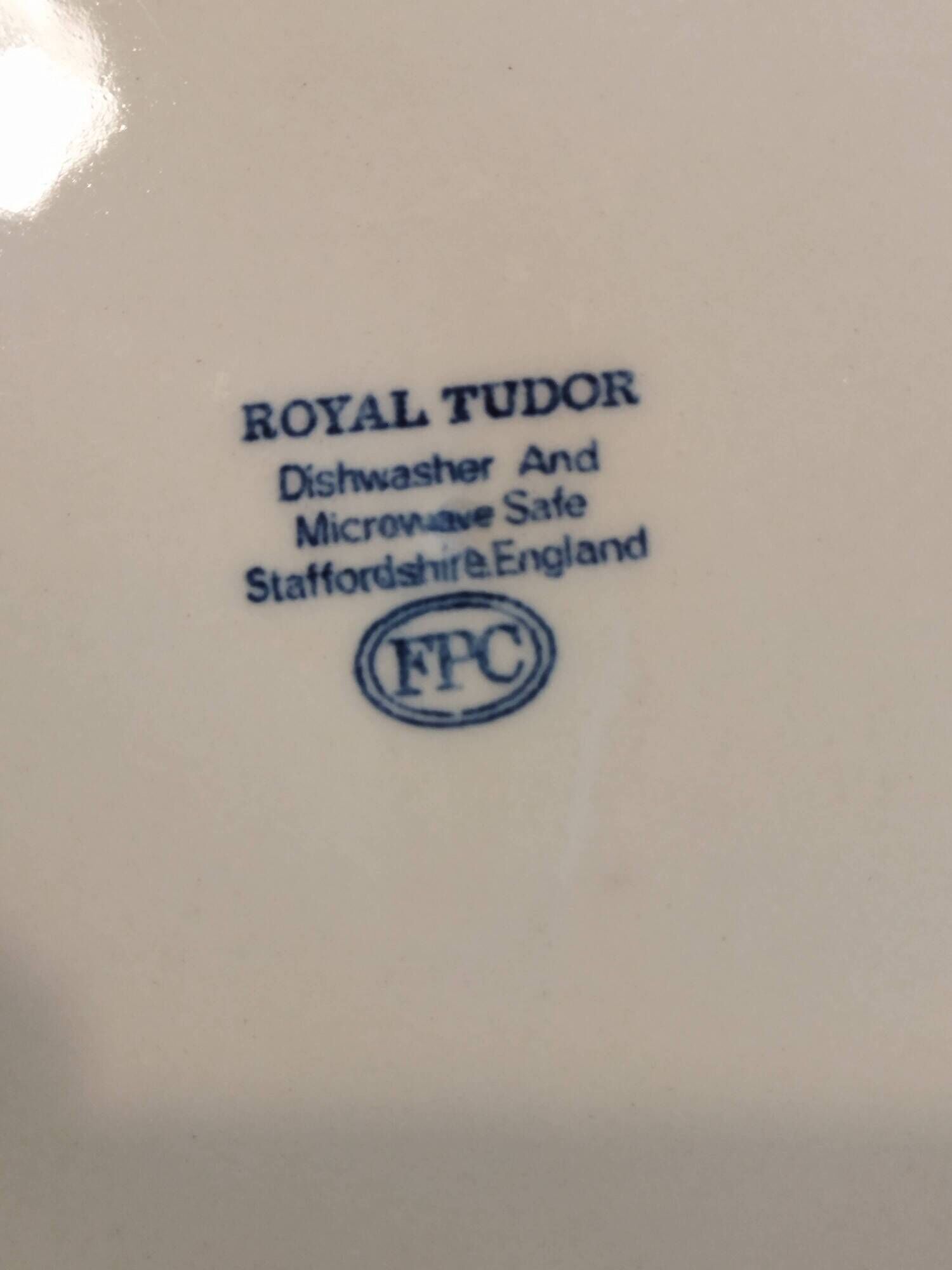 8 blue & white dinner plates (Royal Tudor Gien Lunéville Ceraminter)