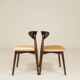Modern Set of 6 Dining Chairs, Beige Pearl Velvet and Dark beech wood