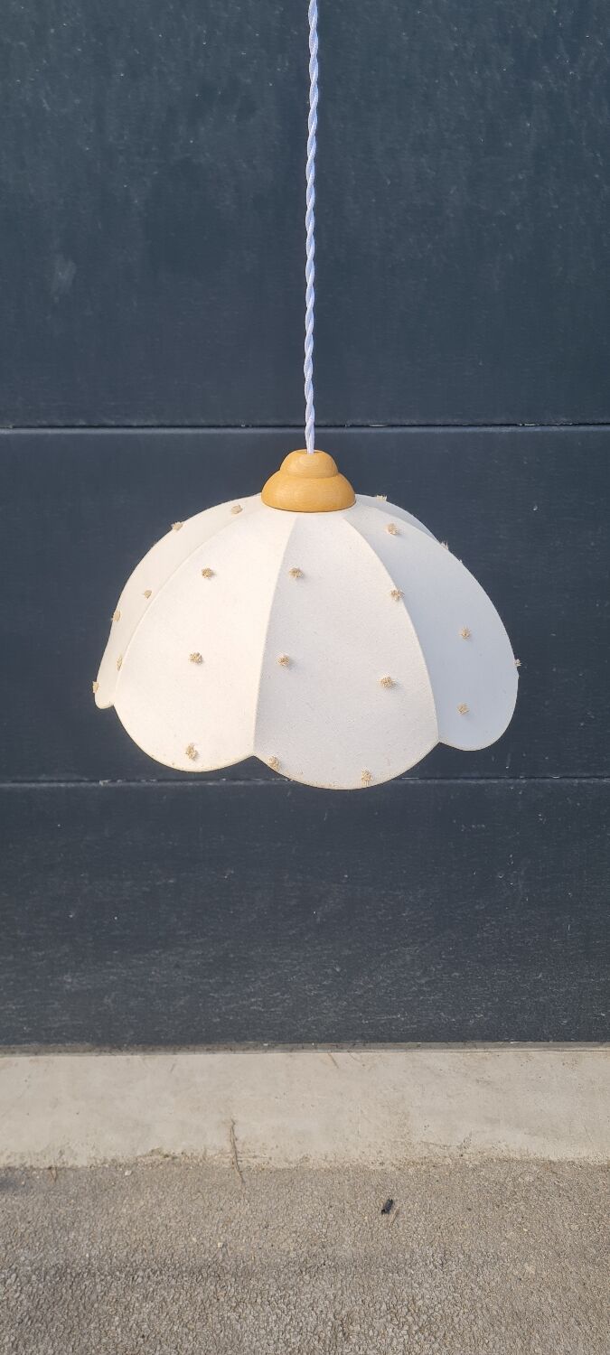 Cotton and wood pendant light