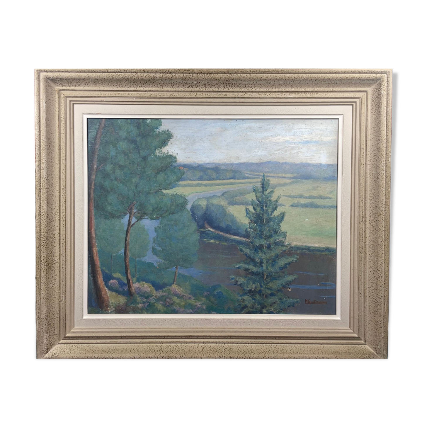 Painting M.Guilmineau Painter Vendée, Deux Sèvres, Green Venice, Coulon ....