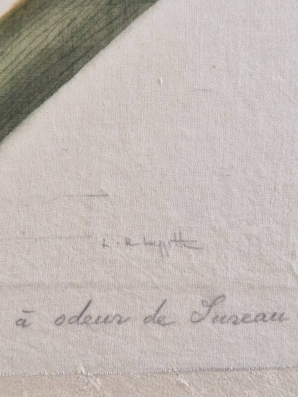 La Roche Laffitte (Born in 1943) - Watercolour drawing on silk - Iris