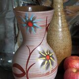 German ceramic vase west-germany with two flowers model n°1256