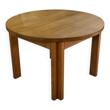 Table ronde en chêne massif par Maison Regain 1970’s