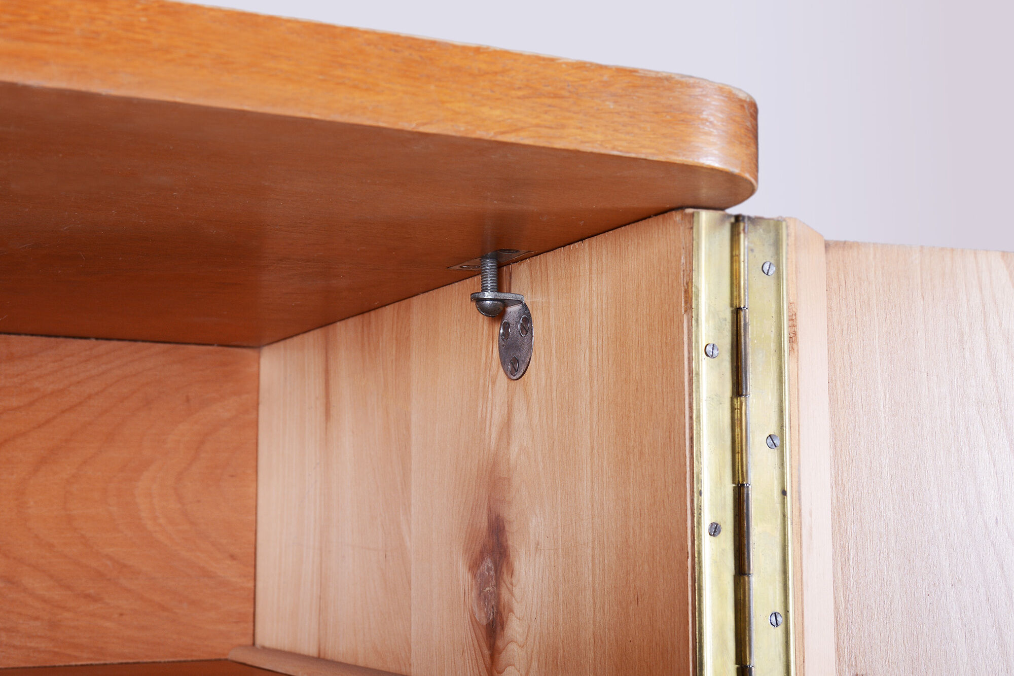 Restored oak bauhaus wardrobe, chrome-plated steel, czechia, 1930s
