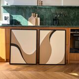 Taupe and black diptych paintings