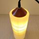 Suspension cylindrique en opaline zébré verre et teck vernis