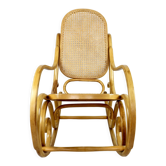 Rocking chair vintage en bois naturel