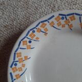 Compotier - piedouche -  plat à gateau - ceramique hb cm - jaune et bleu roi