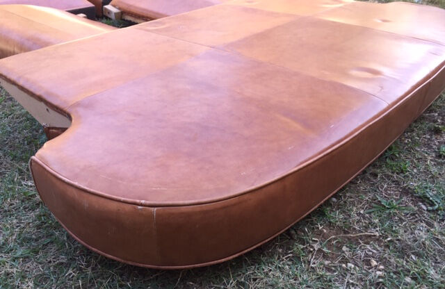 Club sofa in light brown cowhide leather