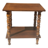 Table d'appoint console ancienne vintage en bois, pieds tournés