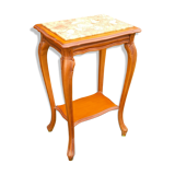 Louis XV style pedestal table/harness in solid cherry topped with marble