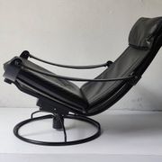 Black leather armchair by Åke Fribytter for Nelo möbel from the 70s