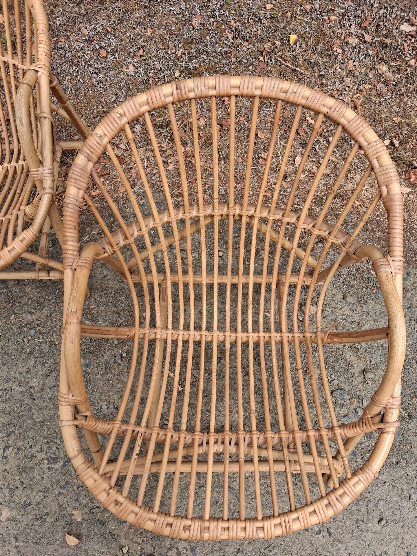 Pair of rattan armchairs 1960