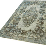 Hand-knotted vintage turkish 1980s 176 cm x 284 cm blue rug