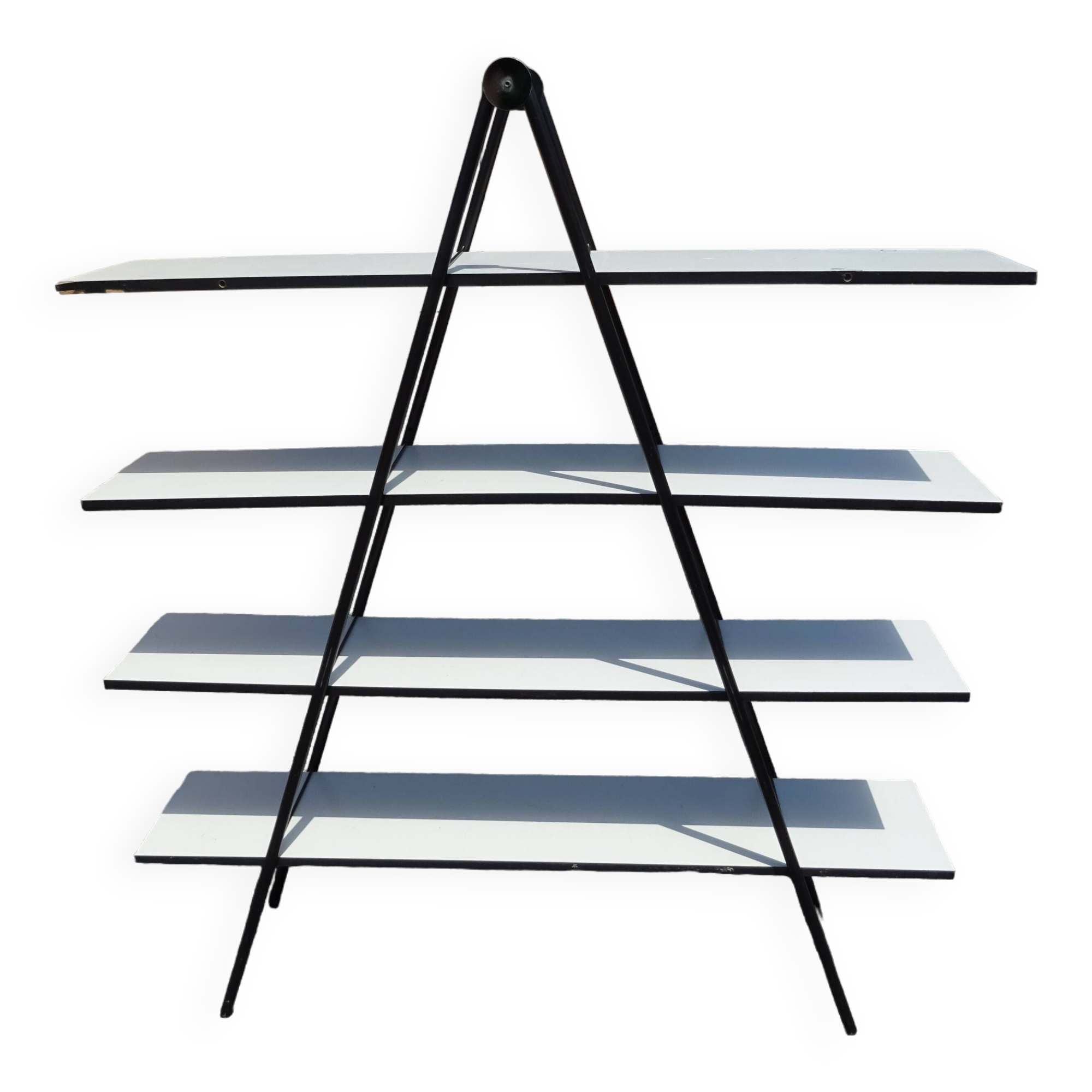 Etagère bibliothèque pyramide compas design années 80 vintage
