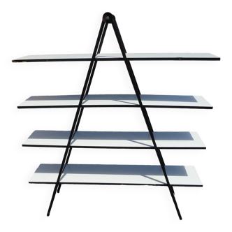 Etagère bibliothèque pyramide compas design années 80 vintage