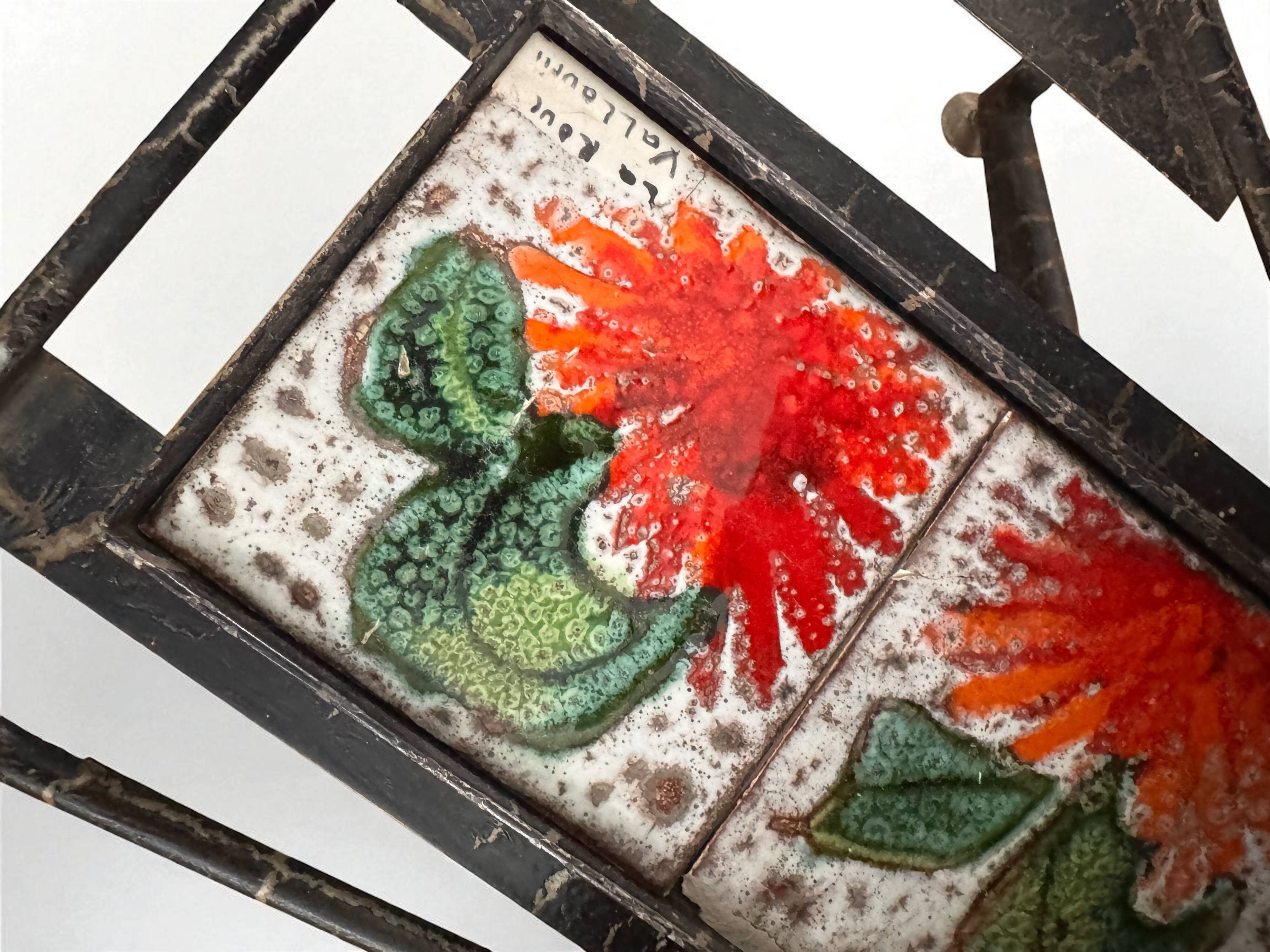 Vintage ceramic coffee table by Vallauris – floral and flat top