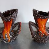 Pair of Fat Lava Vallauris vases from the 1950s