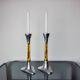 Pair of Brutalist candlesticks by David Marshall, bronze and aluminum, Spain, 1970