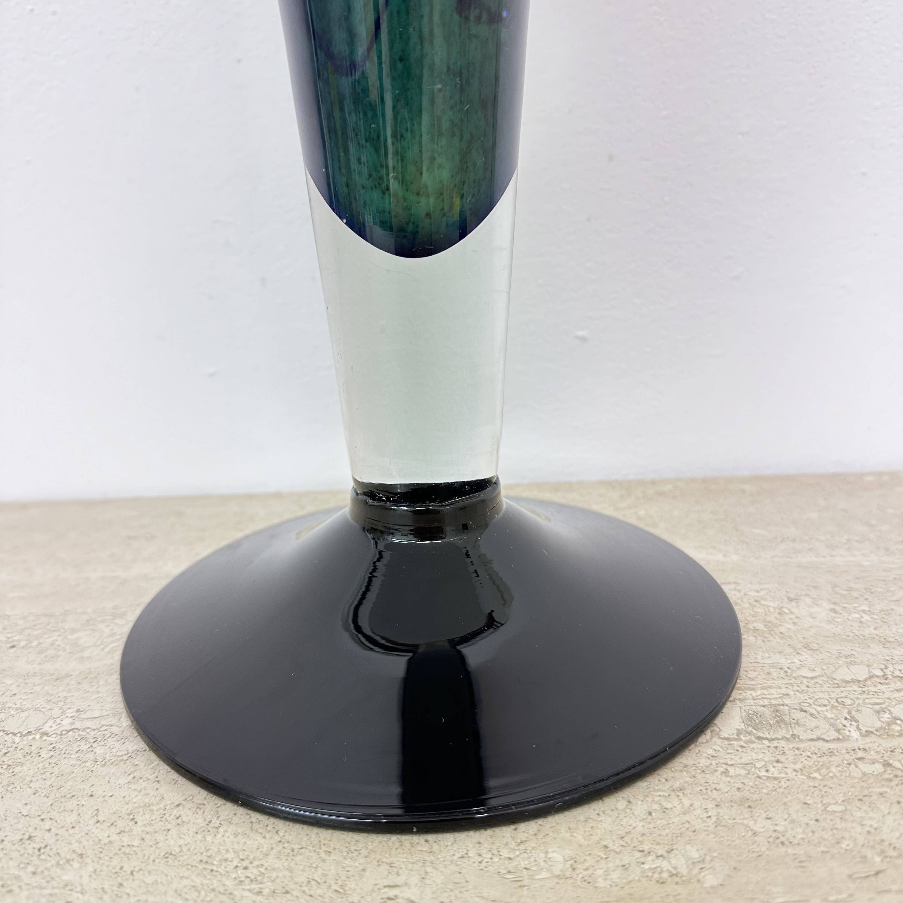 Large glass vase yellow and black , 1970s