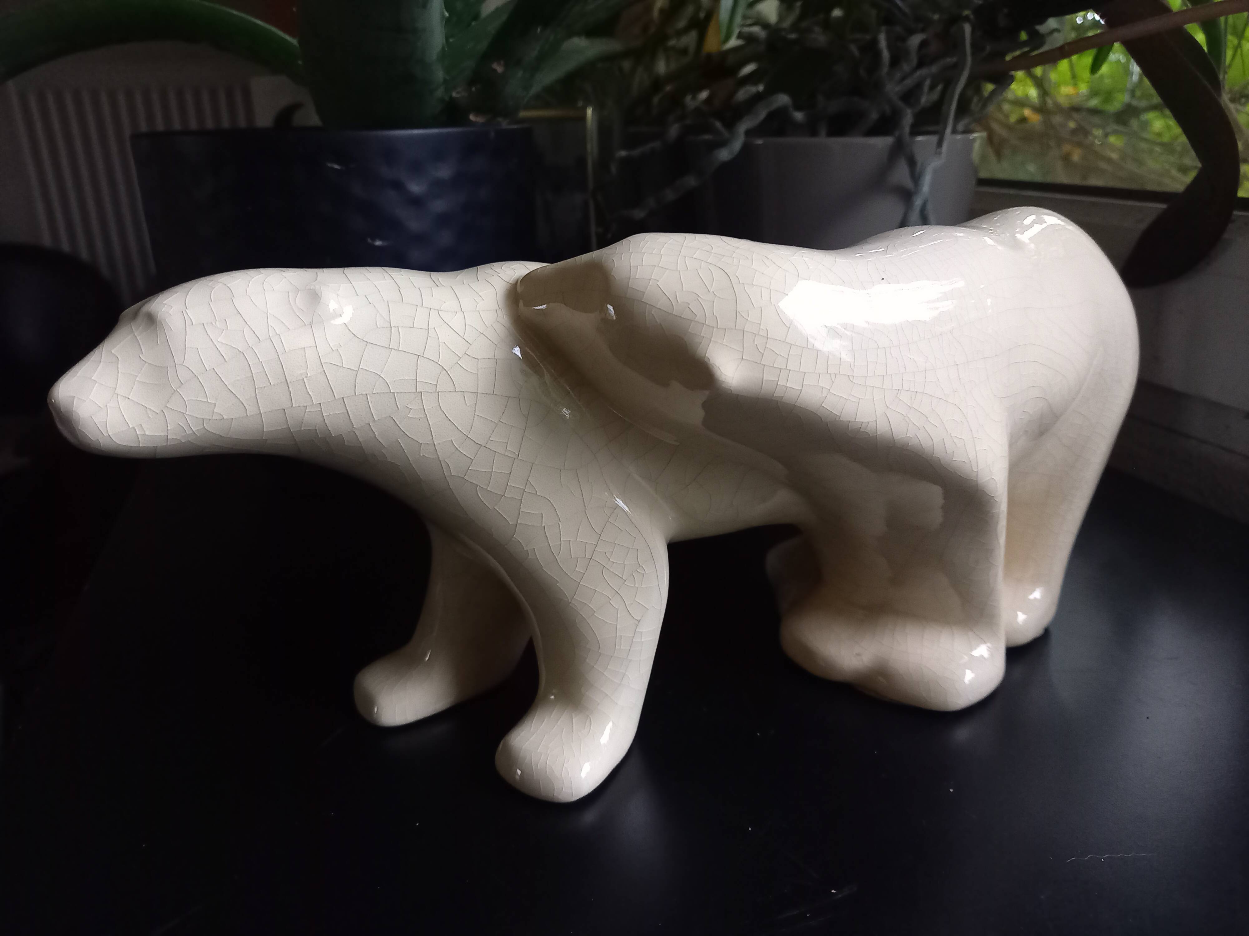 Polar Bears in Art Deco glazed ceramic by Le Dauphin