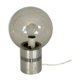 Stilux Milano, Mid-century aluminum and bullicante glass table lamp