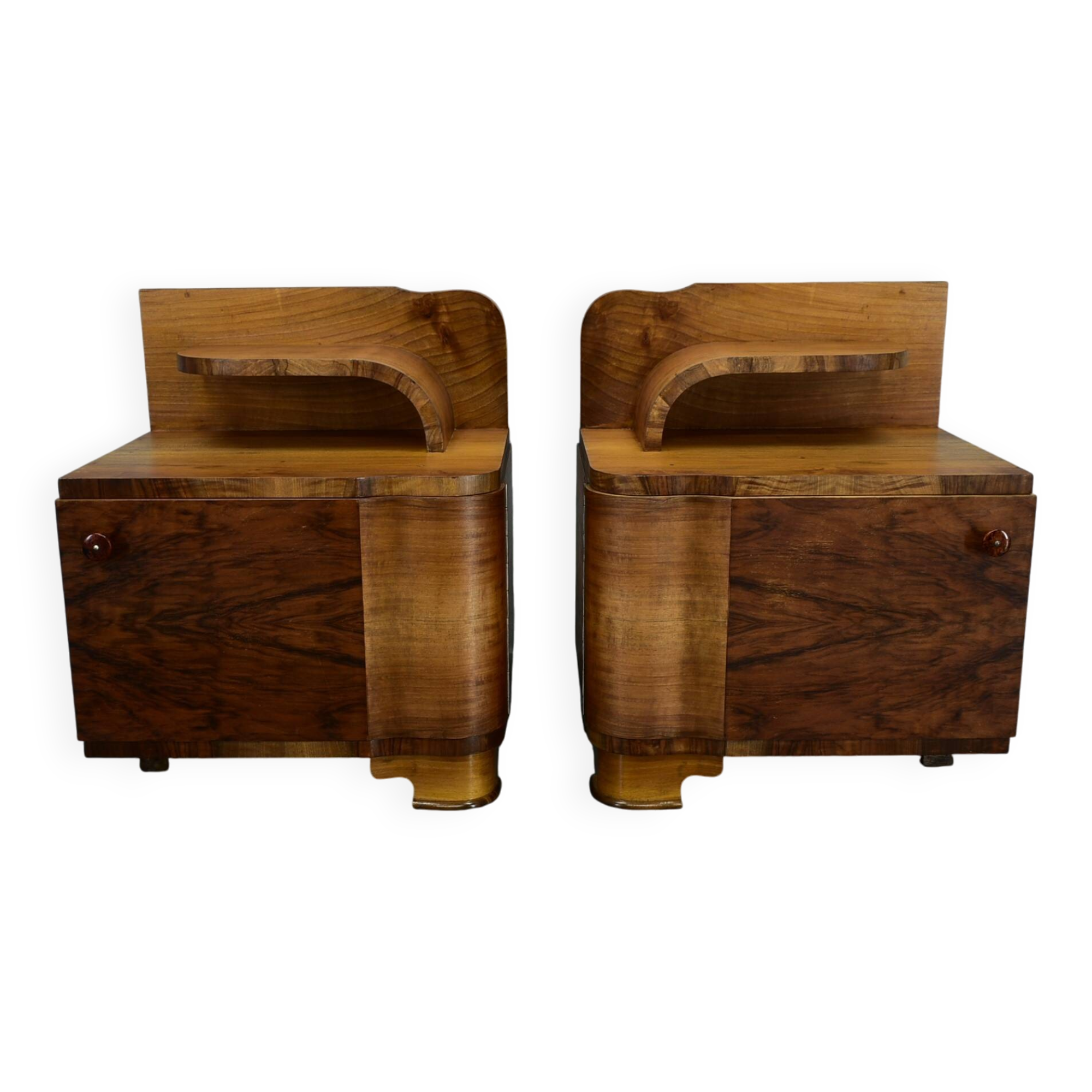 1930s Art Deco Nightstands in Walnut Finish, Czechoslovakia