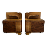 1930s Art Deco Nightstands in Walnut Finish, Czechoslovakia