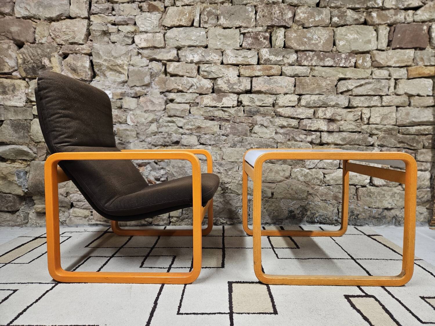 Set of Wilkhahn bentwood armchairs and tables, vintage 1980s