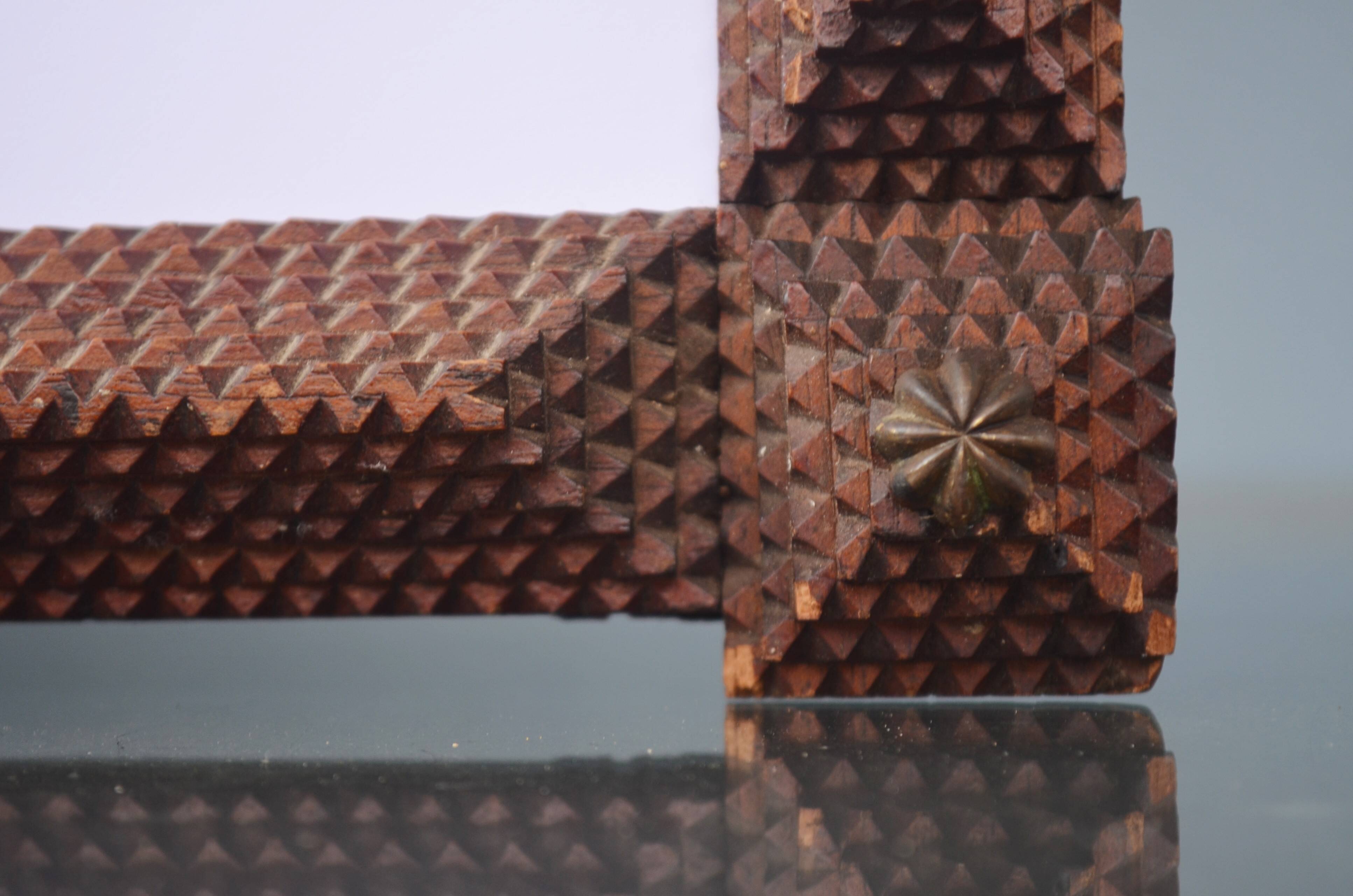 Super large Mirror Tramp Art Framed with brass elements 94 96 Prussia