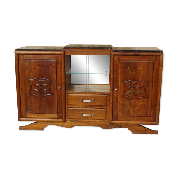 Buffet en noyer avec plan marbre noir — Beyit