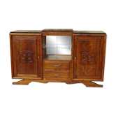 Buffet en noyer avec plan marbre noir